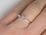 18ct White Gold Emerald Cut Diamond and Pave Diamond Shoulders Engagement Ring 0.41ct SKU 8801002