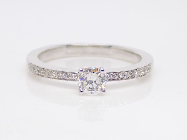 18ct White Gold Diamond Shoulders Round Brilliant Diamond Engagement Ring 0.45ct SKU 8802025