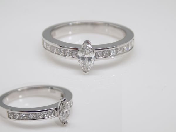 18ct White Gold Marquise Diamond Engagement Ring 0.93ct SKU 8802024