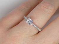 18ct White Gold Princess Cut Diamond and Diamond Shoulders Engagement Ring 0.66ct SKU 6301053