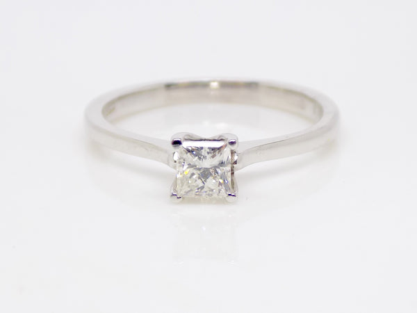 18ct White Gold Princess Cut Solitaire Diamond Engagement Ring 0.37ct SKU 8803024