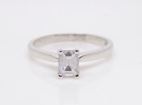 18ct White Gold Emerald Cut Diamond Solitaire Engagement Ring 0.55ct SKU 8803105