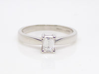 18ct White Gold Emerald Cut Diamond Solitaire Engagement Ring 0.33ct SKU 8803139