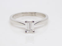 18ct White Gold Emerald Cut Diamond Solitaire Engagement Ring 0.45ct SKU 8803153