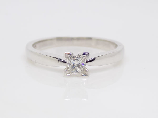 18ct White Gold Princess Cut Diamond Solitaire Engagement Ring 0.25ct SKU 8803028
