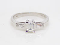 18ct White Gold Emerald and Baguette 3 Stone Diamond Engagement Ring 0.50ct SKU 8803021
