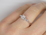 18ct White Gold Emerald and Baguette 3 Stone Diamond Engagement Ring 0.50ct SKU 8803021