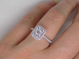 18ct White Gold Diamond Shoulders Round Brilliant Diamond Cluster Halo Engagement Ring 0.80ct SKU 8802095