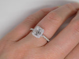 18ct White Gold Diamond Shoulders Baguette And Round Diamond Halo Cluster Engagement Ring 0.60ct SKU 8802096