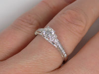 18ct White Gold Round Brilliant Diamond With 3D Diamonds On Shank Engagement Ring 0.94ct SKU 8802086