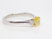 18ct White Gold Oval Cut Natural Intense Fancy Yellow Natural Diamonds Engagement Ring 0.53ct SKU 6378001