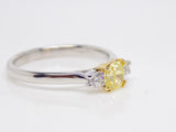 18ct White Gold Cushion Cut Fancy Intense Yellow Natural Diamonds Engagement Ring 0.52ct SKU 6378002