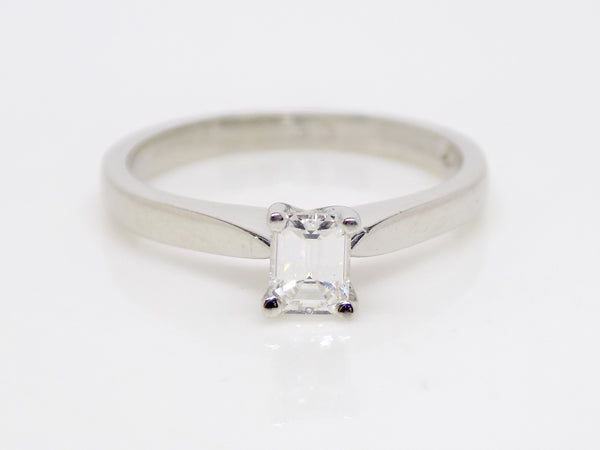 Platinum Emerald Cut Diamond Solitaire Engagement Ring 0.33ct SKU 8803149