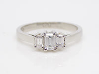 Platinum White Gold 3 Emerald Cut Diamonds Engagement Ring 0.50ct SKU 8803017