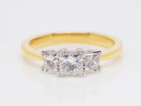 18ct Yellow Gold 3 Princess Cut Diamonds Engagement Ring 0.75ct SKU 8803076