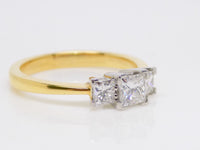 18ct Yellow Gold 3 Princess Cut Diamonds Engagement Ring 0.75ct SKU 8803076