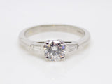 Platinum Round Brilliant Centre Diamond Baguette Diamond Sides 3 Stone Engagement Ring 0.57ct SKU 8803136