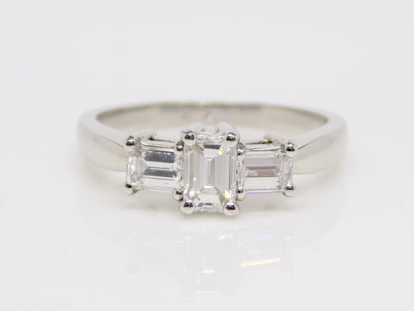 Platinum 3 Emerald Cut Diamonds Engagement Ring 0.75ct SKU 8803138