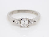 Platinum Centre Emerald Cut Diamond Pear Cut Diamond Sides 3 Stone Engagement Ring 0.64ct SKU 8803148