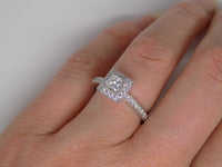 Platinum Princess Cut Solitaire Diamond Shoulders Halo Diamond Engagement Ring 0.62ct SKU 8802097