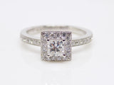 Platinum Princess Cut Solitaire Diamond Shoulders Halo Diamond Engagement Ring 0.62ct SKU 8802097