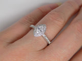 Platinum Marquise Diamond and Diamond Shoulders Halo Engagement Ring 0.58ct SKU 8802126