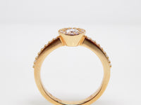 18ct Rose Gold Round Brilliant Diamond Halo Diamond Shoulders Engagement Ring 0.49ct SKU 8802118