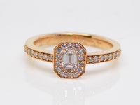 18ct Rose Gold Emerald Cut Diamond Halo Engagement Ring 0.56ct SKU 8802121