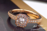 18ct Rose Gold Emerald Cut Diamond Halo Engagement Ring 0.56ct SKU 8802121