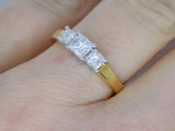 18ct Yellow Gold 3 Princess cut Diamonds 0.75ct Engagement Ring SKU 8803077