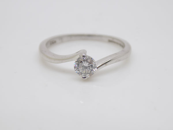 18ct White Gold round brilliant Diamond solitaire twist Engagement Ring 0.33ct SKU 8803108