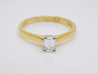 18ct Yellow Gold Emerald Cut Diamond Solitaire Engagement Ring 0.33ct SKU 8803168