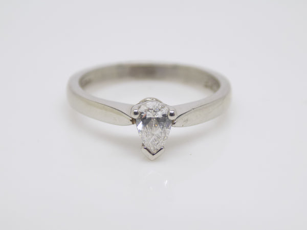 Platinum Pear Cut Diamond Solitaire Engagement Ring 0.25ct SKU 8803190