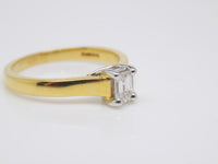 18ct Yellow Gold Emerald Cut Diamond Solitaire Engagement Ring 0.40ct SKU 8803192