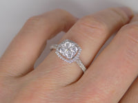 18ct White Gold Diamond Halo Diamond Shoulders Cluster Engagement Ring 0.70ct SKU 8802068