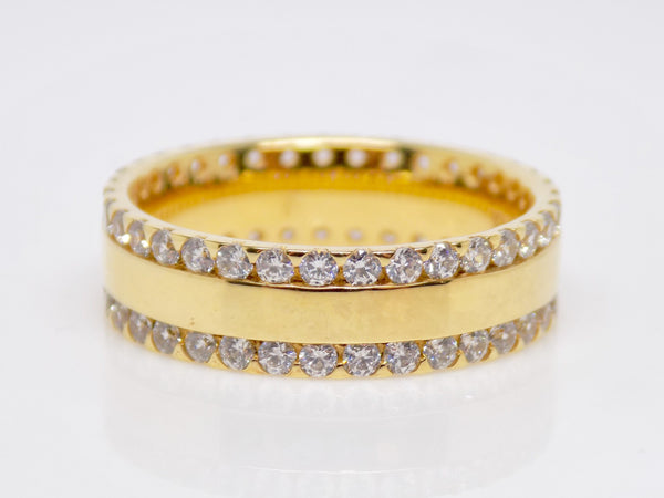 Yellow Gold Full Eternity Double Row Round Brilliant Claw Set Diamonds Wedding/Eternity Ring 1.35ct SKU 4501007
