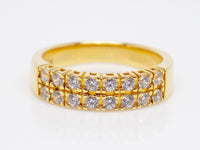 Yellow Gold Double Row Claw Set Round Brilliant Diamonds Wedding/Eternity Ring 0.50ct SKU 4501764
