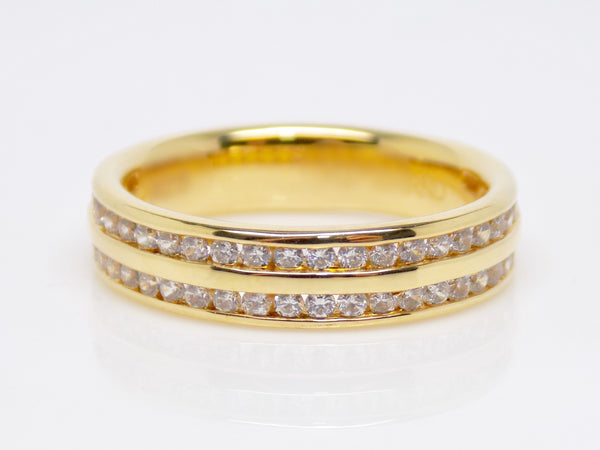 Yellow Gold Double Row Channel Set Round Brilliant Diamonds Wedding/Eternity Ring 0.50ct SKU 4501232