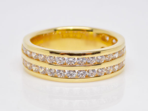 Yellow Gold Double Row Channel Set Round Brilliant Diamonds Wedding/Eternity Ring 1.20ct SKU 4501256