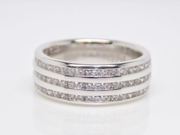 White Gold Triple Row Channel Set Round Brilliant Diamonds Wedding/Eternity Ring 0.80ct SKU 4501267