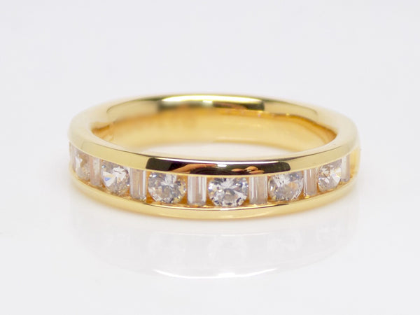 Yellow Gold Round and Baguette Channel Set Diamonds Wedding/Eternity Ring 0.75ct SKU 4501370
