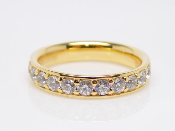 Yellow Gold Claw Set Round Brilliant Diamonds Channel Edge Wedding/Eternity Ring 0.70ct SKU 4501586