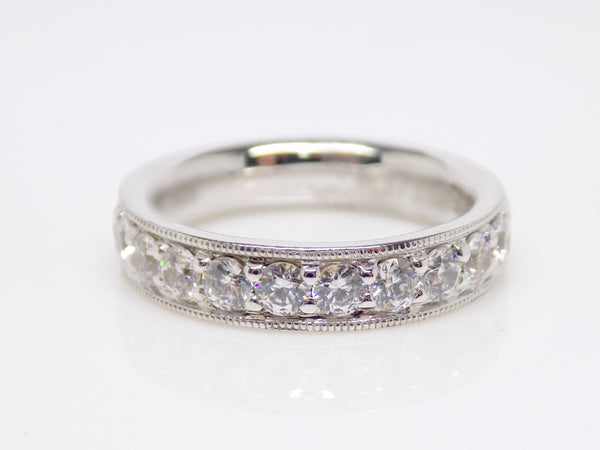Claw Set Round Brilliant Diamonds Milgrain Edge Wedding/Eternity Ring 0.90ct SKU 4501631