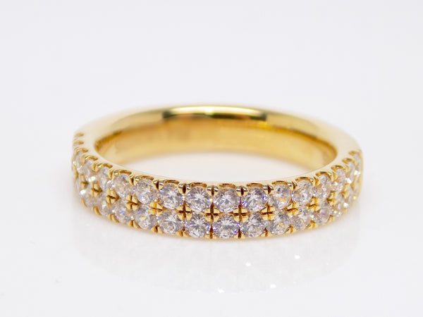 Yellow Gold Double Row Claw Set Round Brilliant Diamonds Wedding/Eternity Ring 0.75ct SKU 4501742